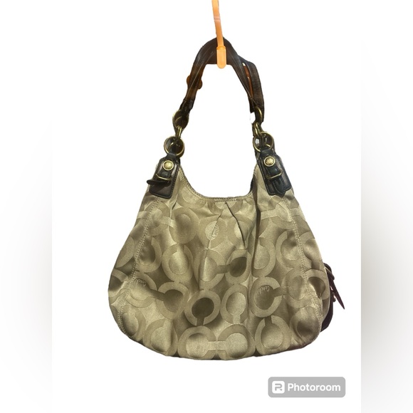 Coach Hobo Signature Carryall Purse Handbag Brown Large Zip C Logo F1082-15757 - Picture 1 of 12
